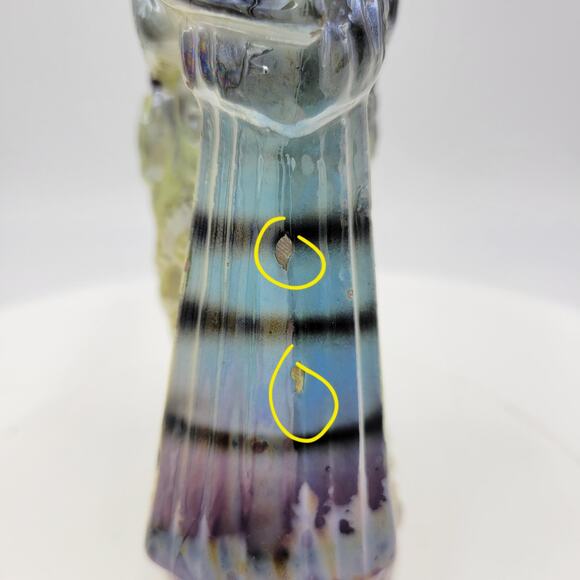 Vintage Iridescent Blue Bird Glazed Ceramic Figurine Sculpture 7" Mid Century - Picture 4 of 10